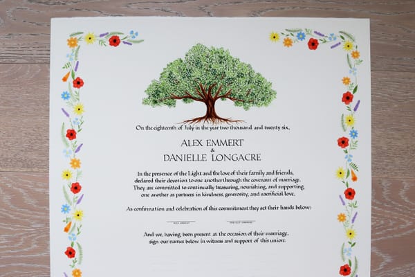 Decorated marriage certificate